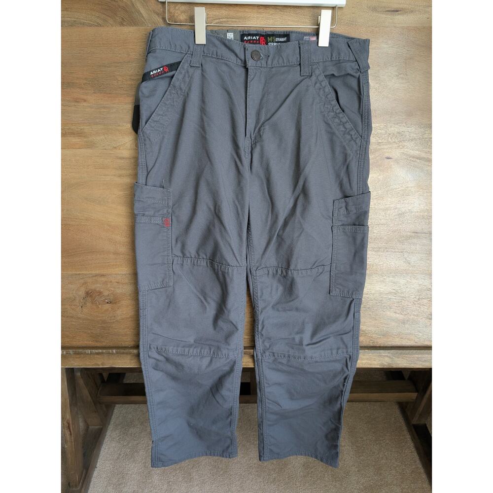 NWT Ariat Cargo Pants Mens 32x32 Gray FR M5 Dura Light Stretch Work Straight Fit